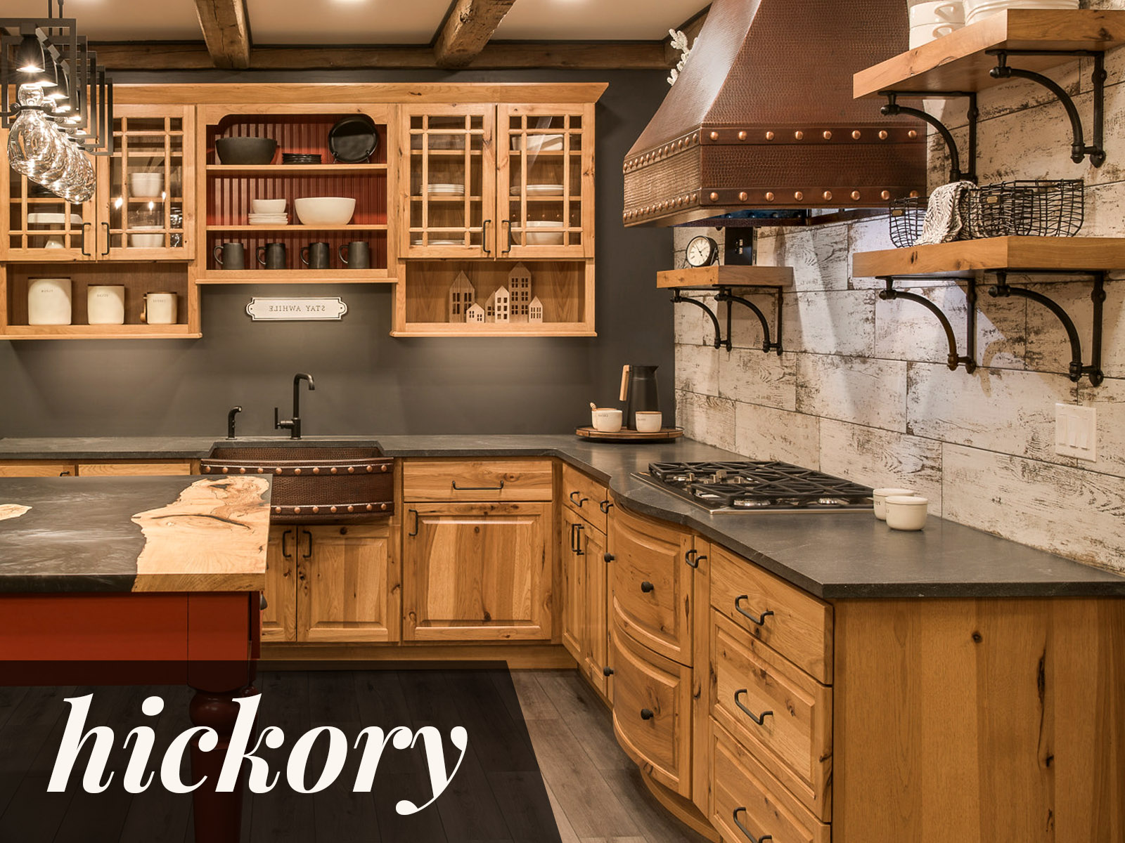 Modern Hickory Kitchen Cabinets