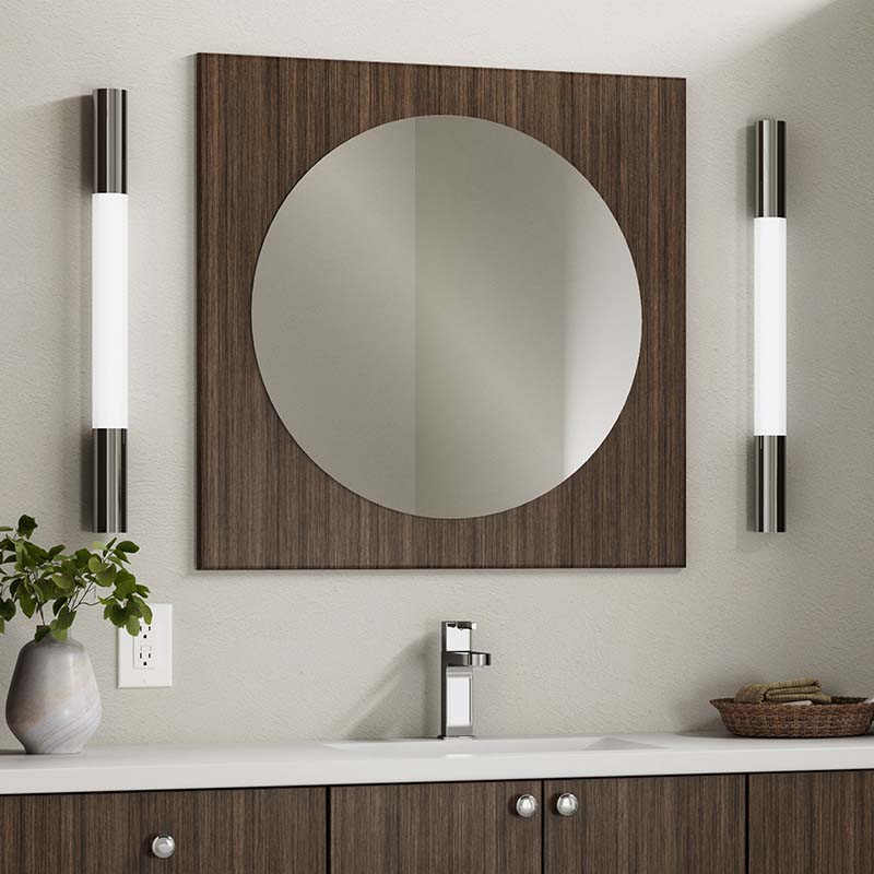 Round Mirror with Square Frame