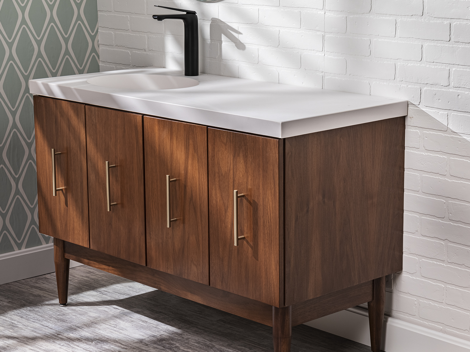 Retro Riverside Inspiration Bertch Cabinet Manufacturing - Mid Century Modern Bathroom Vanity Cabinets