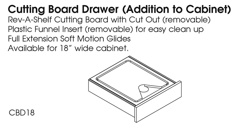 Rev-A-Shelf cutting board drawer with double wastebasket