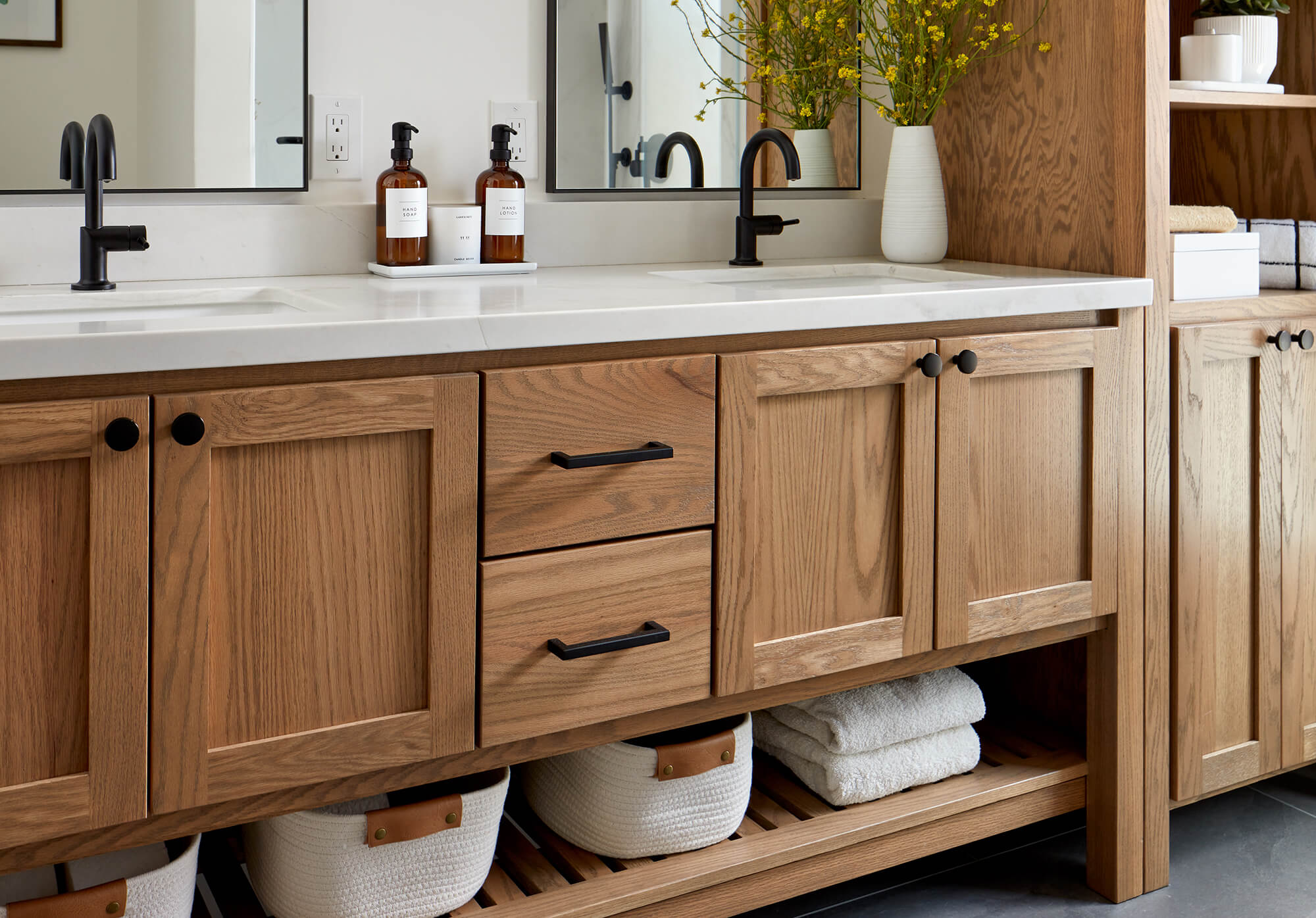 Furniture style bathroom vanity.