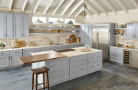 A beautiful all gray kitchen design with shaker cabinet doors.