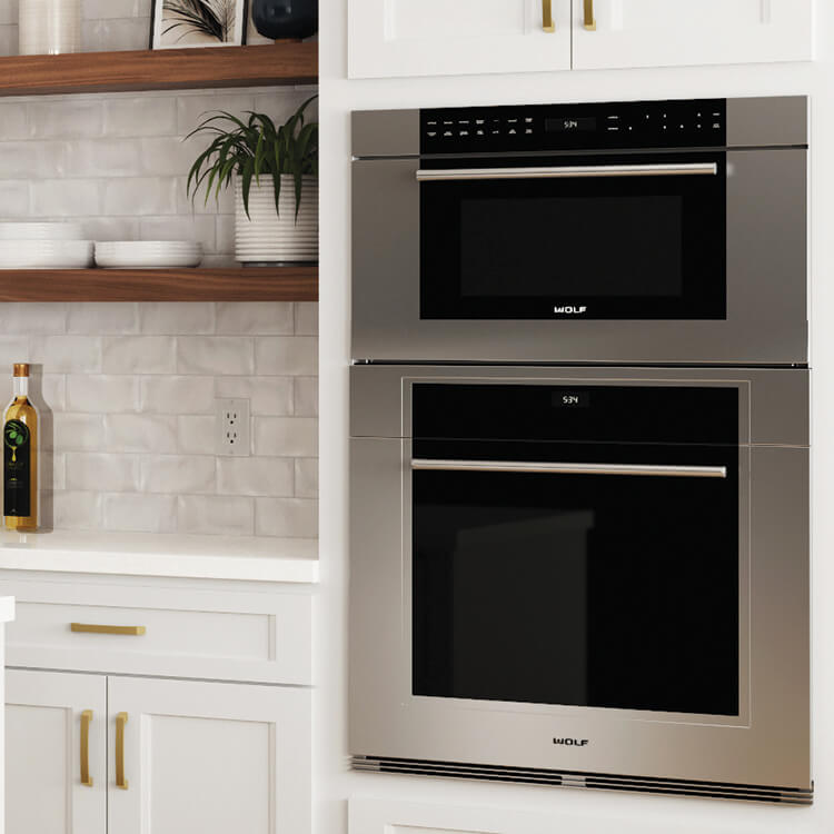 Cabinet with microwave oven cut-out.