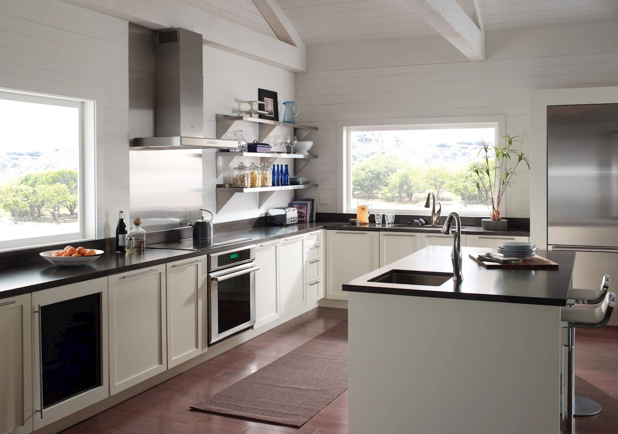 Frameless kitchen cabinets.