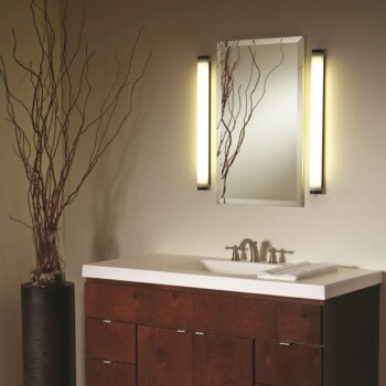 A simple, yet stunning rectangular mirror with a beveled edge and no frame.