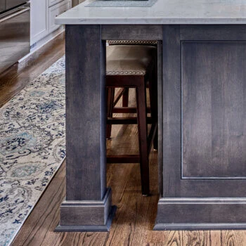 A large, 6 inch turned post detail with a column like look from Bertch Cabinet.