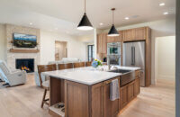 Beautiful Quarter Sawn Oak with Bertch's Driftwood stain on Quincy flat panel door style
