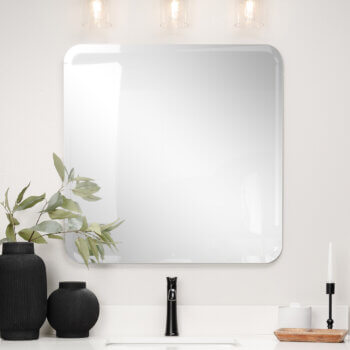 Square beveled mirror with rounded corners