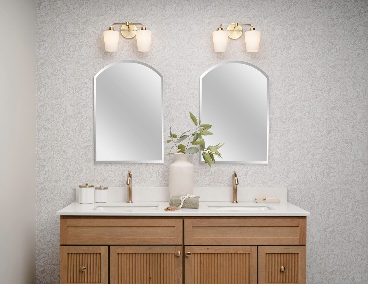 Bertch's much anticipated reeded door style, Reedlyn, shown in Cashew stain on Cherry wood.