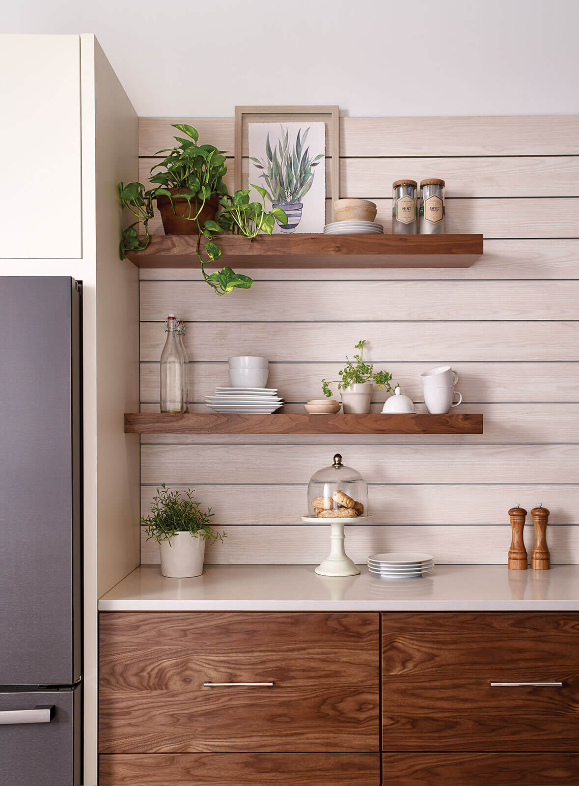 slab Riverside door style with natural plant elements