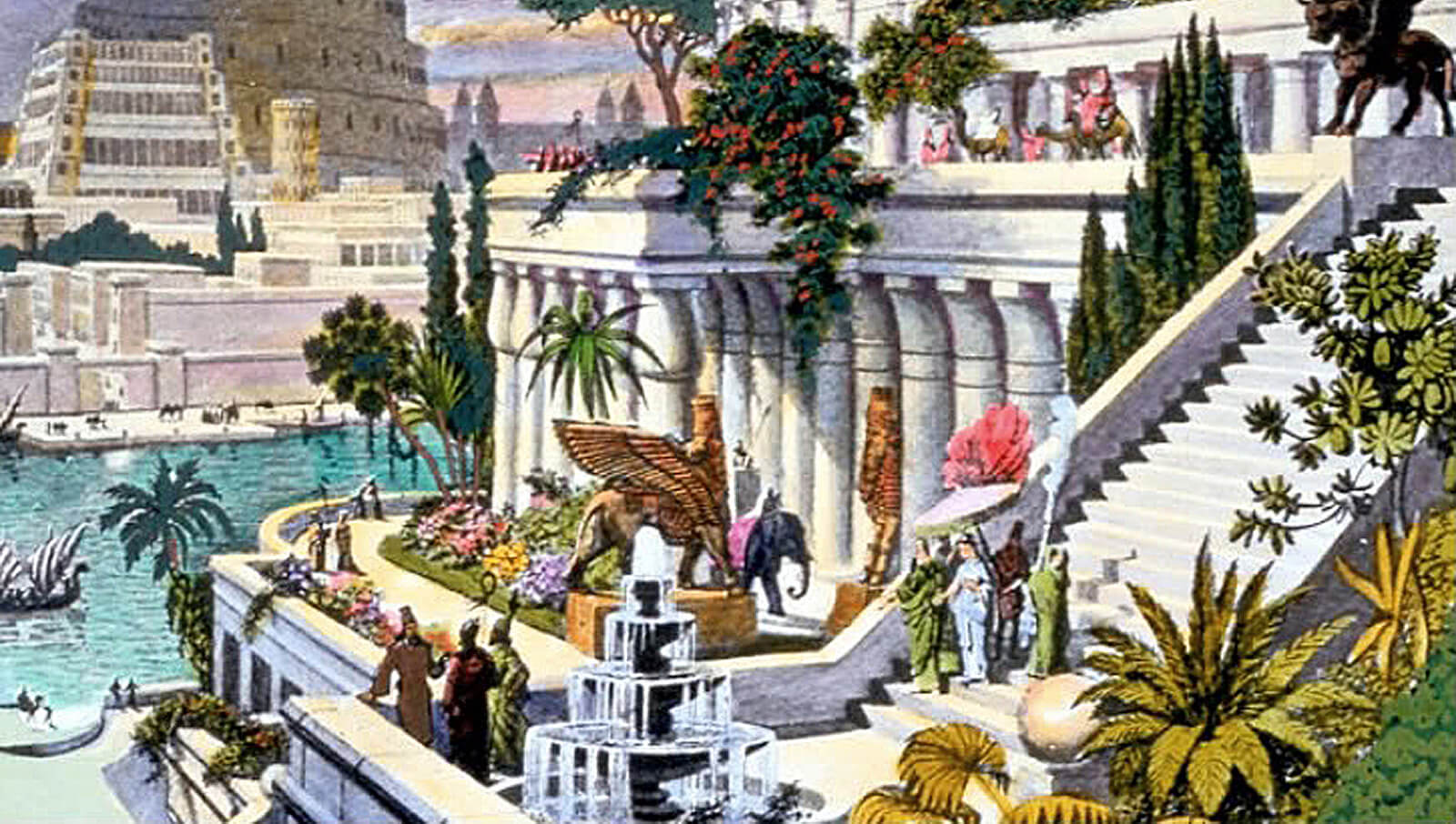 artist depiction of the hanging gardens of babylon