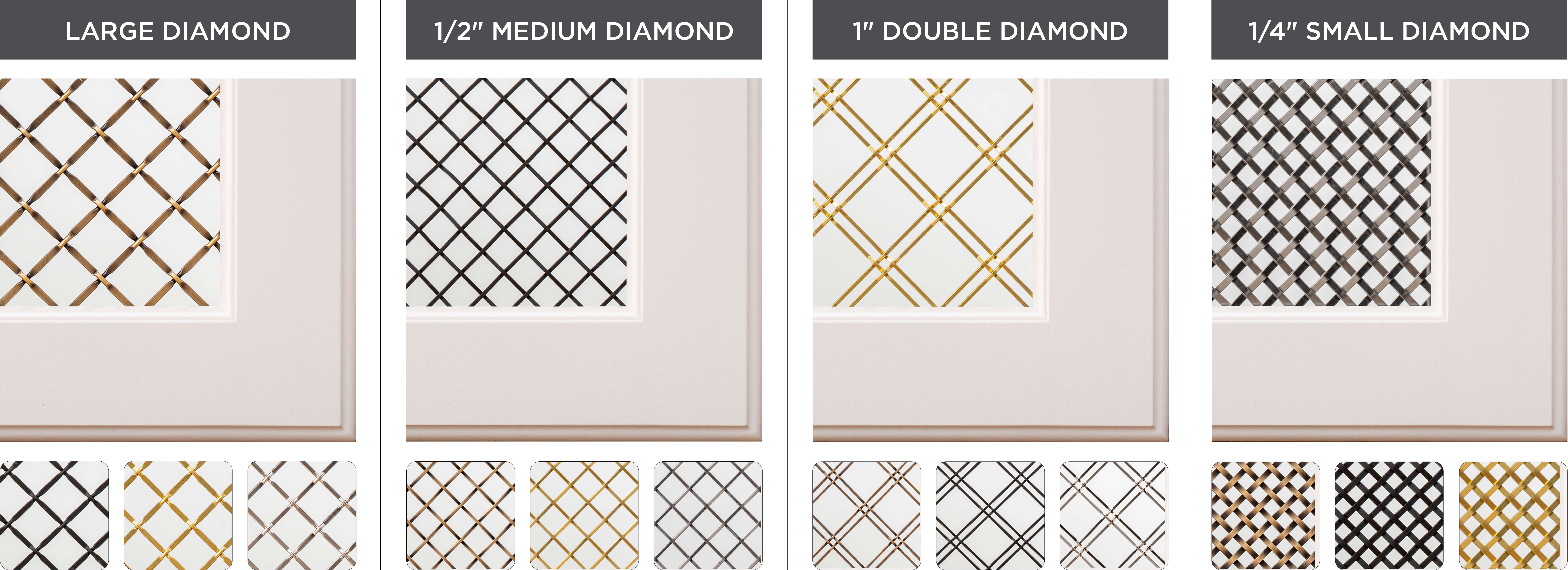 4 distinct wire mesh styles, available in 4 distinct finishes